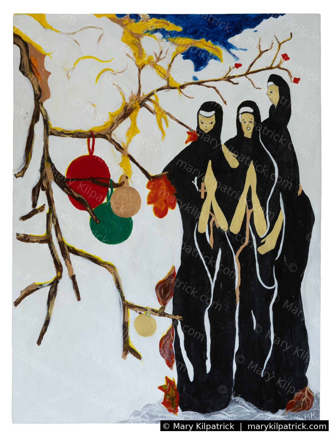 Original figurative painting 'Christ Mass' by Mary Kilpatrick — Acrylic on canvas, 40 × 30 in