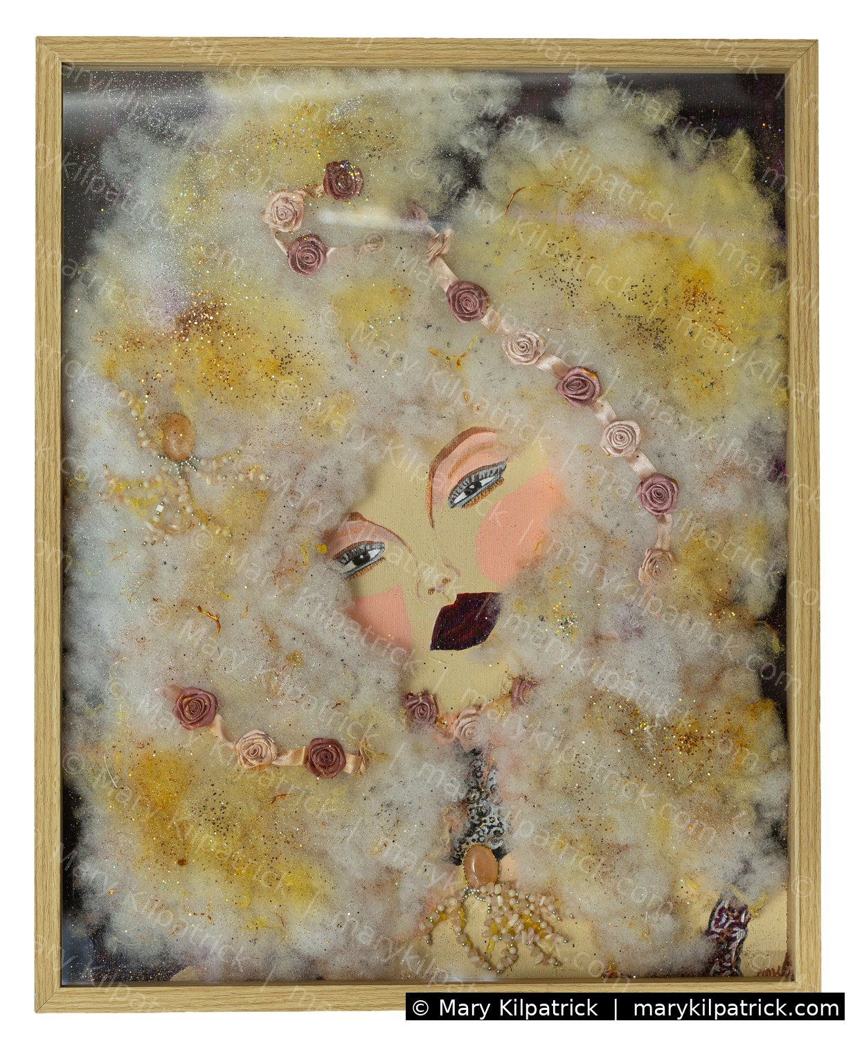 Original figurative painting 'Cotton Candy' by Mary Kilpatrick — Acrylic & mixed media on canvas, 15⅝ × 19⅝ in