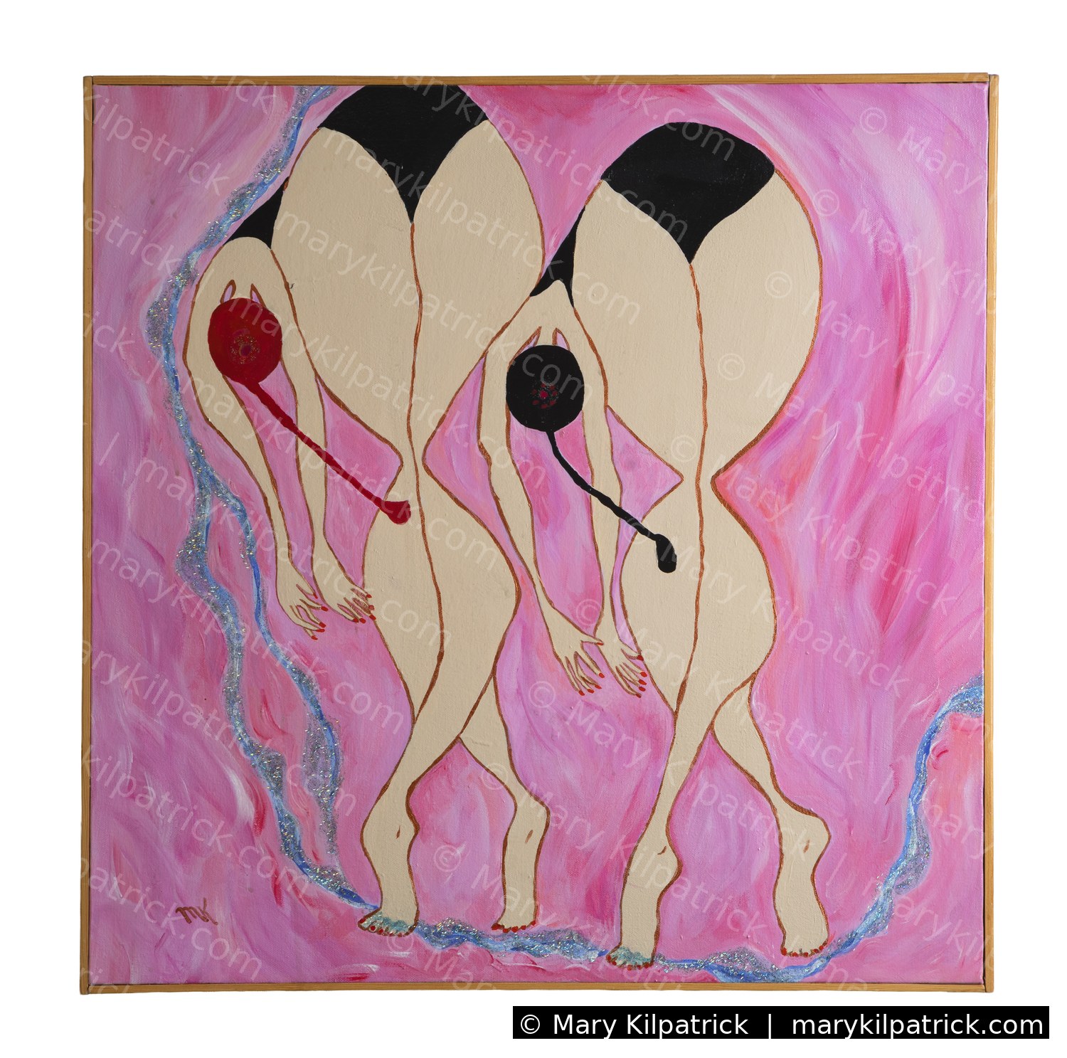 Original figurative painting 'Two Dancers' by Mary Kilpatrick — Acrylic on canvas, 24 × 24 in